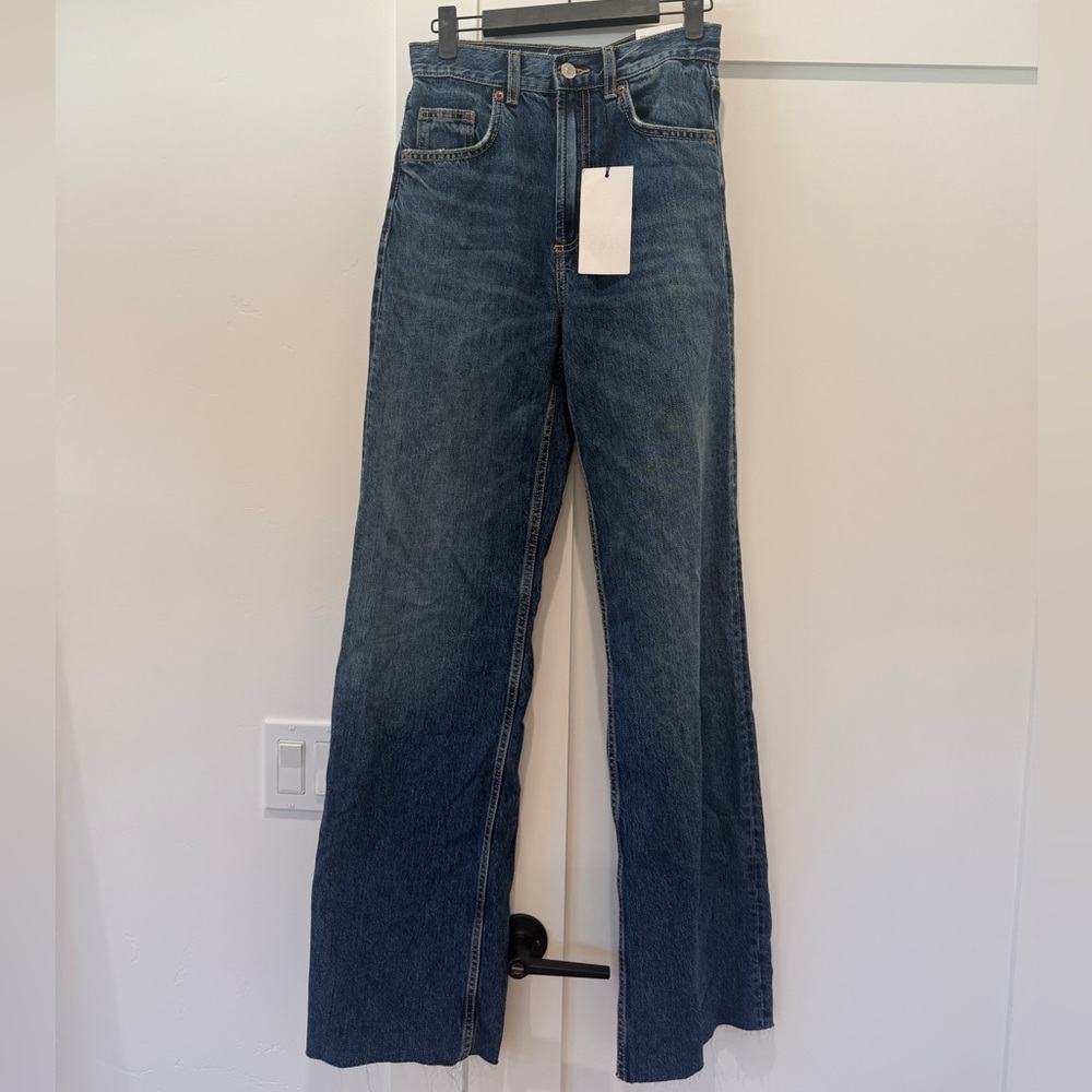 Zara Dark Blue Wide Leg Women's Jeans